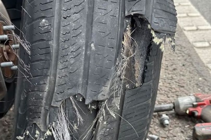 Jennifer's damaged tyre