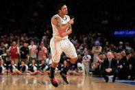 NEW YORK, NY - MARCH 07: Peyton Siva #3 of the Louisville Cardinals reacts after a basket in the second half against the Seton Hall Pirates during their second round game of the Big East Men's Basketball Tournament at Madison Square Garden on March 7, 2012 in New York City. (Photo by Chris Trotman/Getty Images)