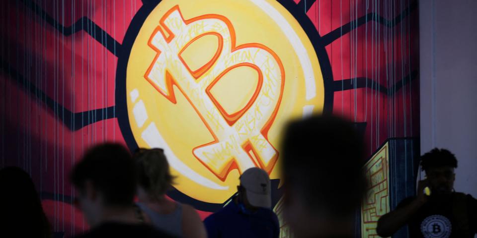 Bitcoin logo mural