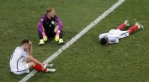 Football Soccer - England v Iceland - EURO 2016 - Round of 16 - Stade de Nice, Nice, France - 27/6/16 England's Joe Hart, Dele Alli and Gary Cahill look dejected at the end of the game REUTERS/Yves Herman Livepic