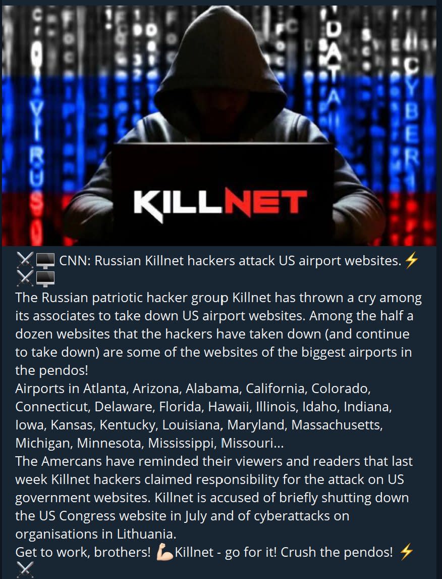 親俄駭客組織「Killnet」曾發布一系列攻擊目標清單。   圖：翻攝自推特