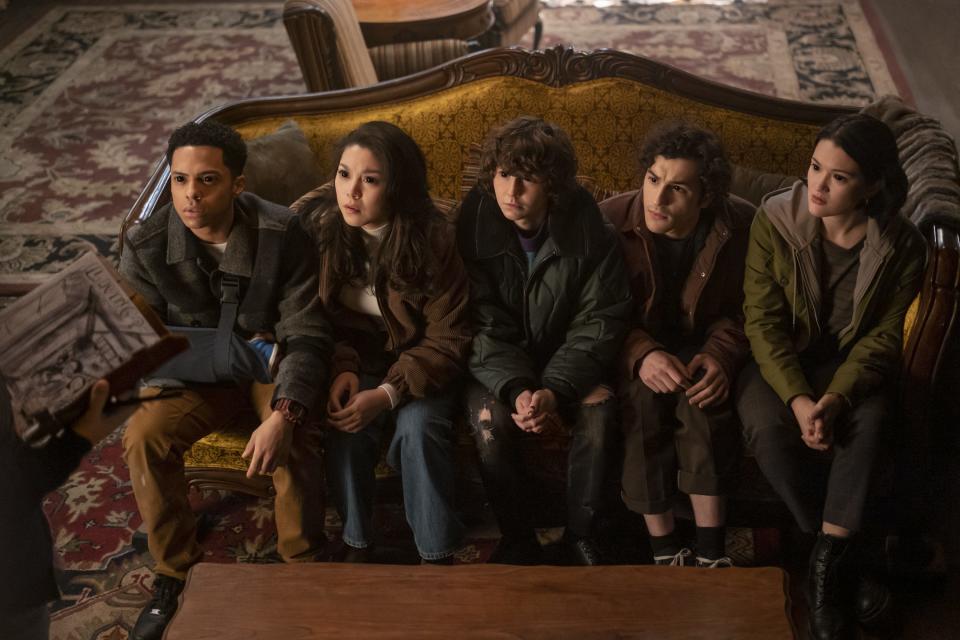 Zack Morris (far left), Ana Yi Puig, Miles McKenna, Will Price and Isa Briones play high schoolers who get caught up in some spooky business in "Goosebumps," based on the R.L. Stine book series.