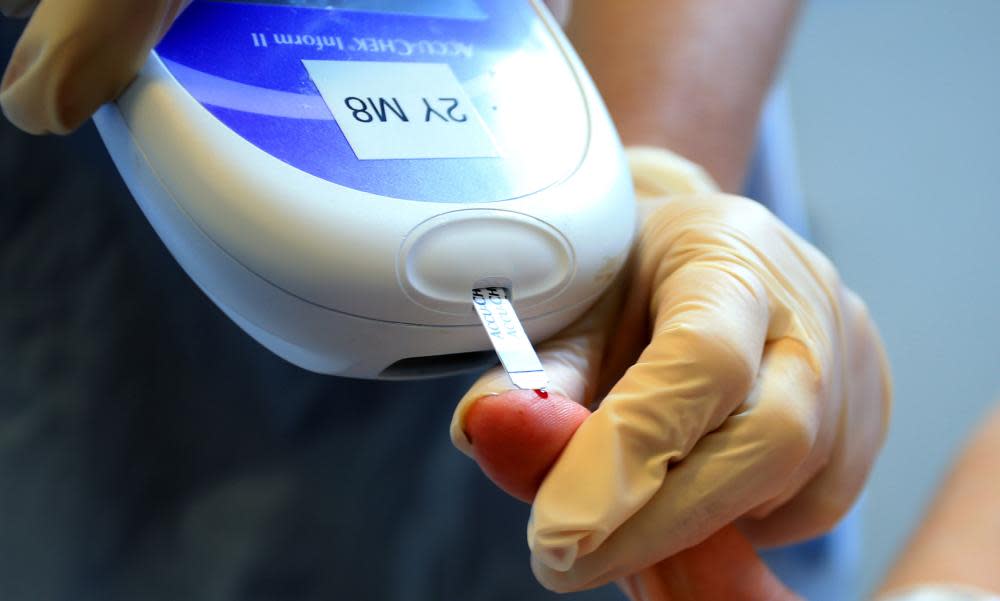 A patient receiving a diabetes test.