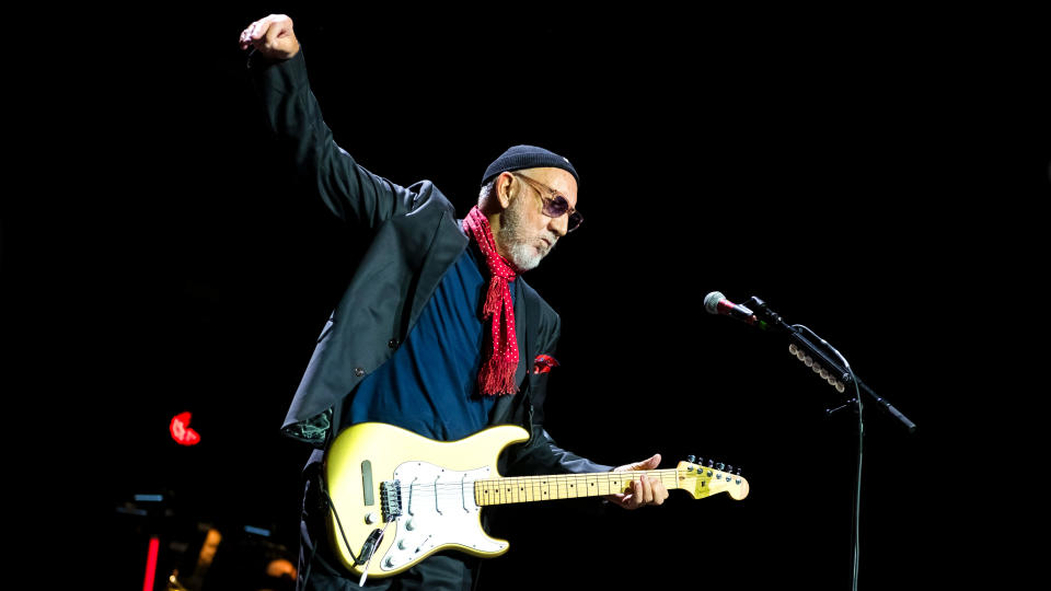 Pete Townshend of The Who performs at The O2 Arena on July 12, 2023 in London, England