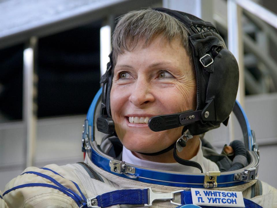 Peggy Whitson, NASA astronaut, in her space suit