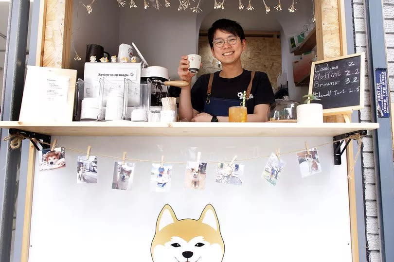 Terry moved from Hong Kong to the UK and has been working as a barista in Manchester before taking on the tiny kiosk at the front of the barbershop