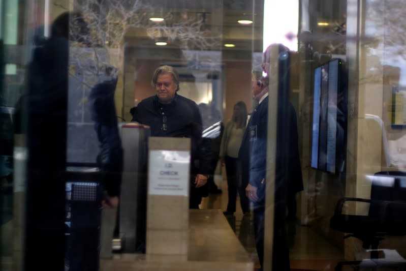 Former White House chief strategist Steve Bannon arrives to testify in the criminal trial of Roger Stone, former campaign advisor to U.S. President Donald Trump, on charges of lying to Congress, obstructing justice and witness tampering at U.S. District Co
