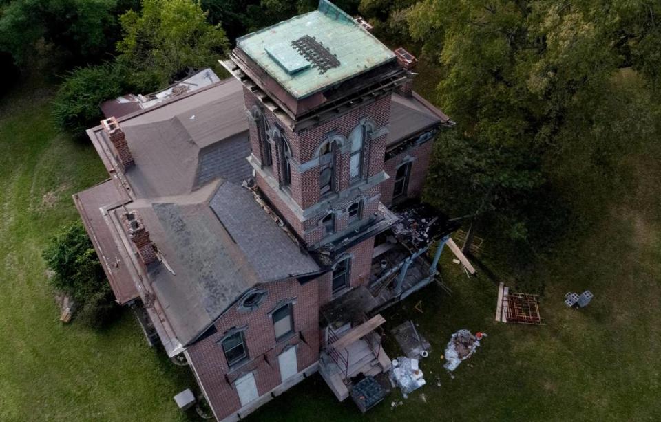 Aerial view of Sauer Castle in Kansas City, Kansas.