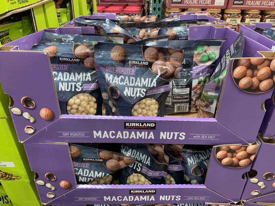 packages of macadamia nuts in boxes at costco