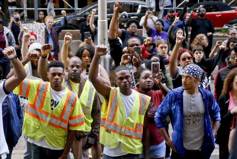 Demonstrators protest the shooting death of Antwon Rose Jr. in Pittsburgh in June. (Photo: Keith Srakocic/AP)