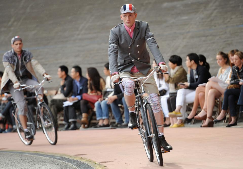 Moncler Gamme Bleu at the athletics track