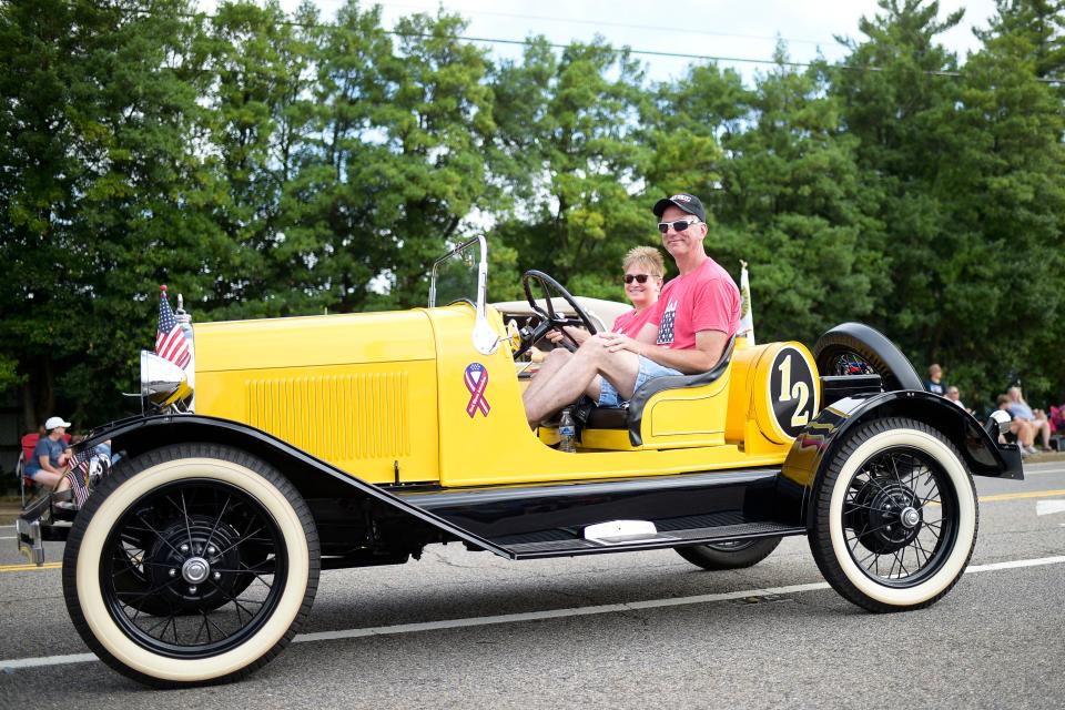 The Tennessee Valley Ford Model A Club participates in the Farragut Independence Day Parade along Kingston Pike in Farragut, Tenn. on Monday, July 4, 2022.