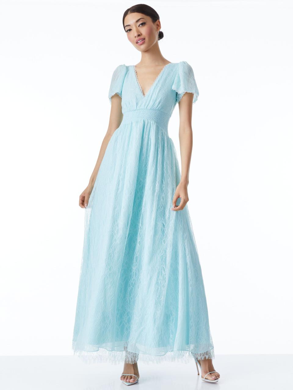 3) Charlsie Smocked Waist Dress - Powder Blue