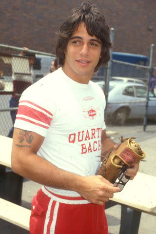 <p>Barry King/WireImage</p> Tony Danza at a celebrity baseball game in 1981