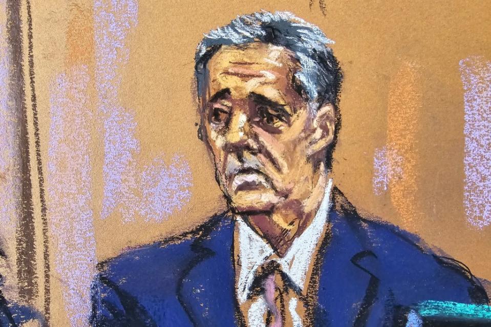 Michael Cohen depicted in a courtroom sketch. REUTERS