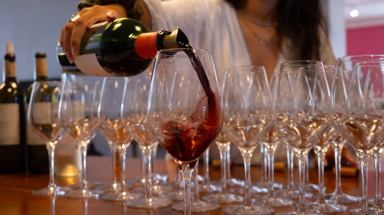 wine pouring into glass