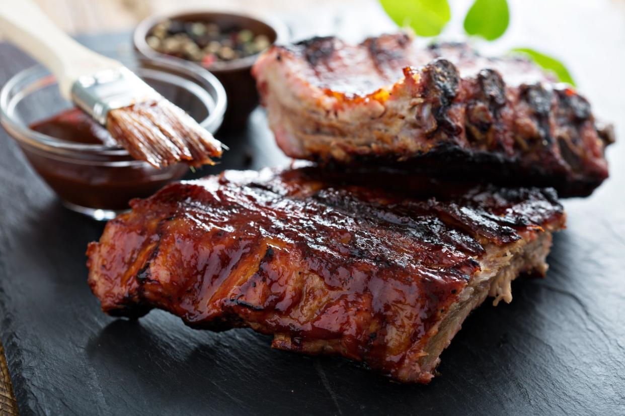 Grilled pork baby ribs with barbecue sauce