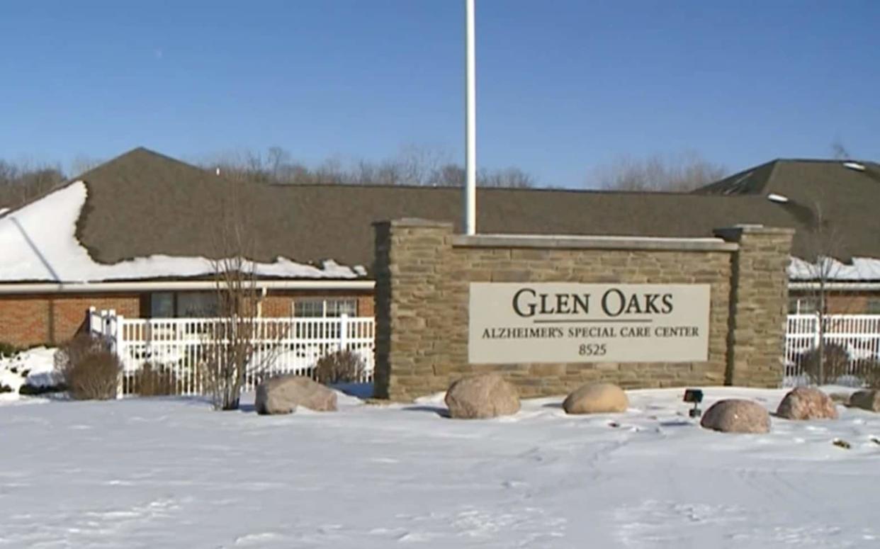 The woman was declared dead at the Glen Oaks Alzheimer's Special Care Center in Des Moines, Iowa