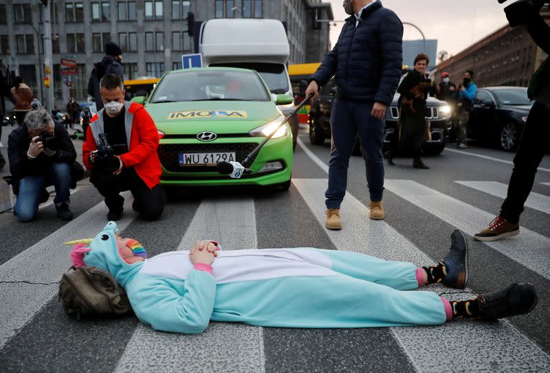 Protest against imposing further restrictions on abortion law, in Warsaw