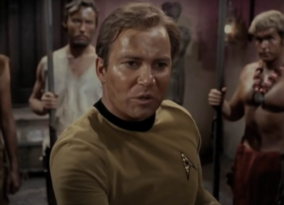 Captain Kirk giving a speech in an episode of Star Trek