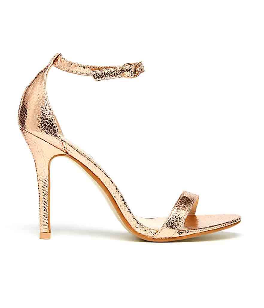 ASOS Glamorous Gold Patent Two Part Heeled Sandals, $39, asos.com