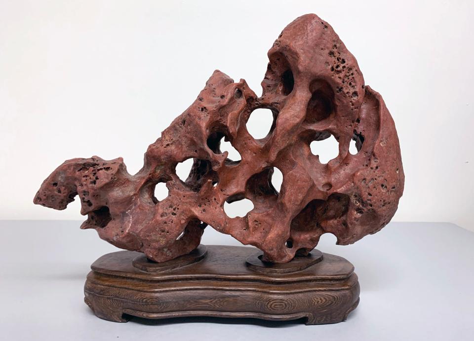 Red Taihu Stone, a gift of Stan and Nancy Kaplan, is an example of work featured in The Ringling exhibition “Mountains of the Mind.”