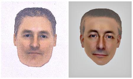 A combination photo shows two e-fit images released by the Metropolitan Police on October 14, 2013 of a man they want to identify and trace in connection with their investigation into the disappearance of Madeleine McCann. REUTERS/Metropolitan Police/Handout