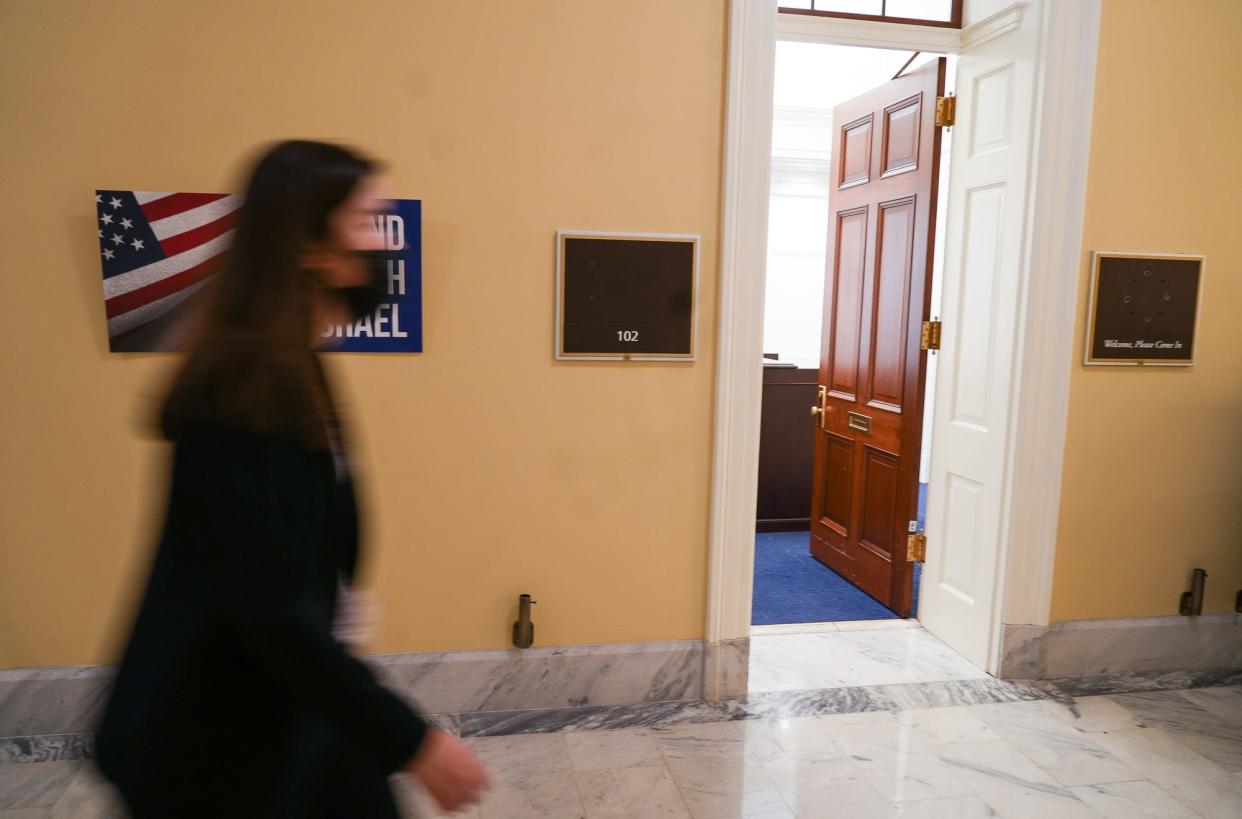 Nov 16, 2022; Washington, DC; U.S. Rep. Madison Cawthorn’s office is cleaned out Wednesday morning inside the Cannon House building. Mandatory Credit: Megan Smith-USA TODAY