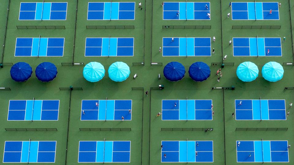 People play at the Lilac Pickleball Courts on Jan, 16, 2024, in Palm Beach Gardens.