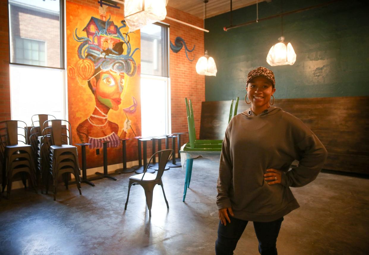 Del'Inkka Beaudion, owner of Swamp Daddy's Cajun Kitchen, poses for a photo inside her new restaurant at 421 N. Phillips Ave.