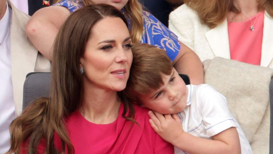 PHOTO: Catherine, Duchess of Cambridge and Prince Louis of Cambridge watch the Platinum Jubilee Pageant from the Royal Box during the Platinum Jubilee Pageant, June 5, 2022, in London. (Chris Jackson/Getty Images)