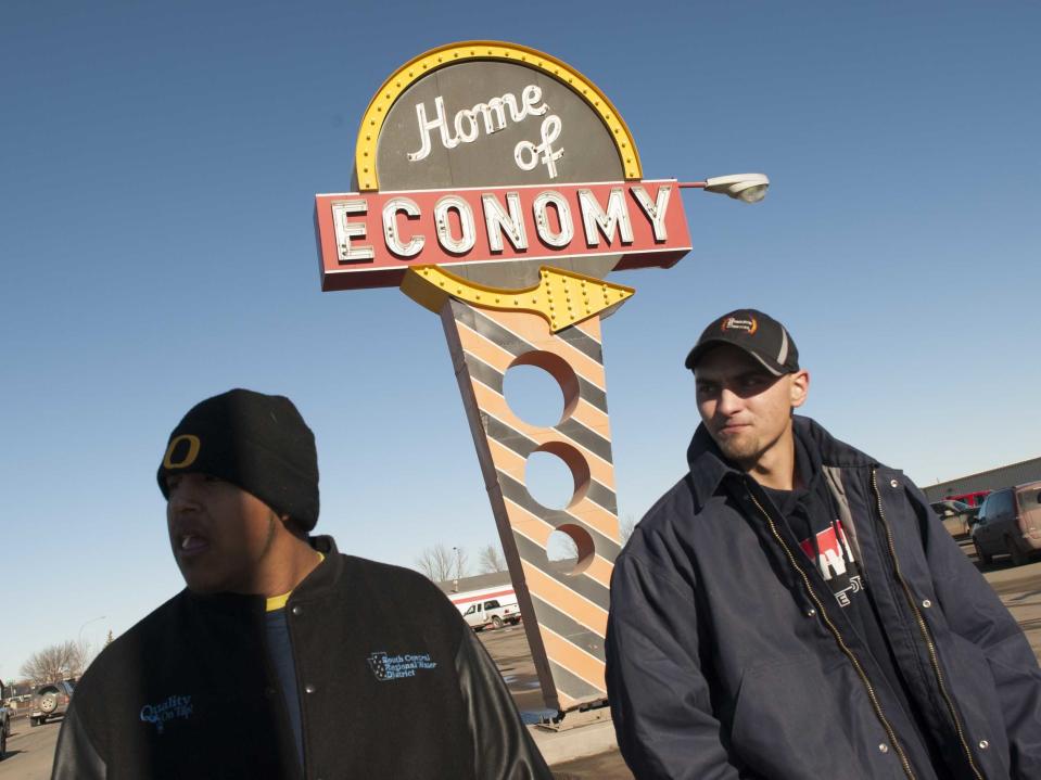 home of the economy sign williston north dakota