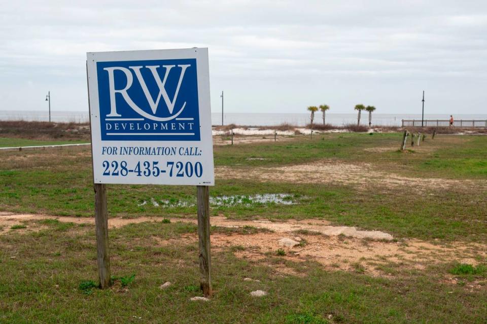 Property owned by RW Development on the south side of Highway 90 in Biloxi on Tuesday, March 5, 2024. The sand beach sits to the south of the property. Hannah Ruhoff/Sun Herald