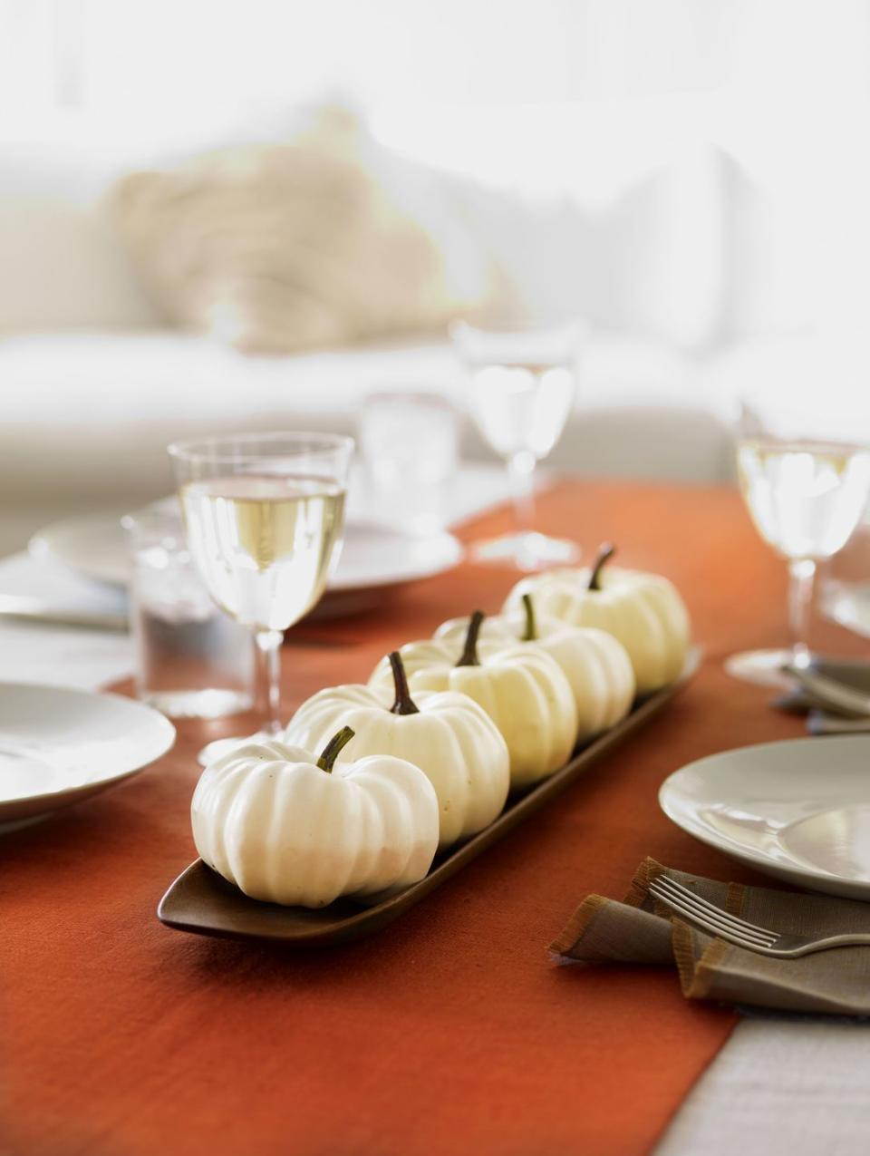 White Pumpkin Tray Centerpiece