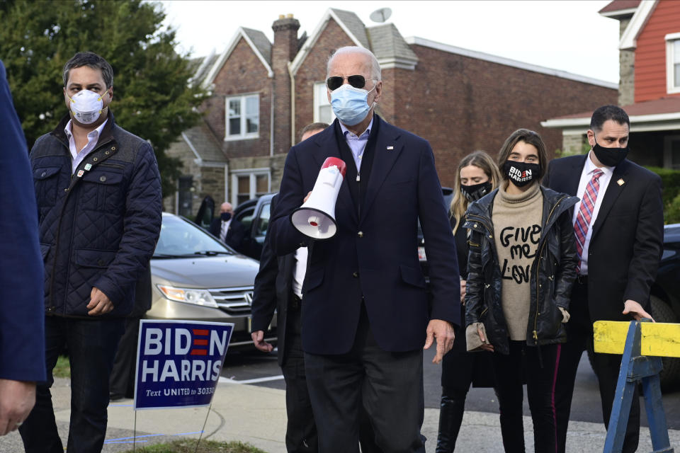 Democratic candidate former Vice-President Joe Biden makes an Election Day campaign stop in Philadelphia, PA. USA, on November 3, 2020. (Photo by Bastiaan Slabbers/NurPhoto via Getty Images)