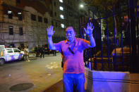 <p>A Filipino man is frisked by a policeman outside the Resort World Manila hotel in Pasay city, south of Manila, Philippines, June 2, 2017. (Photo: Ezra Acayan/EPA) </p>