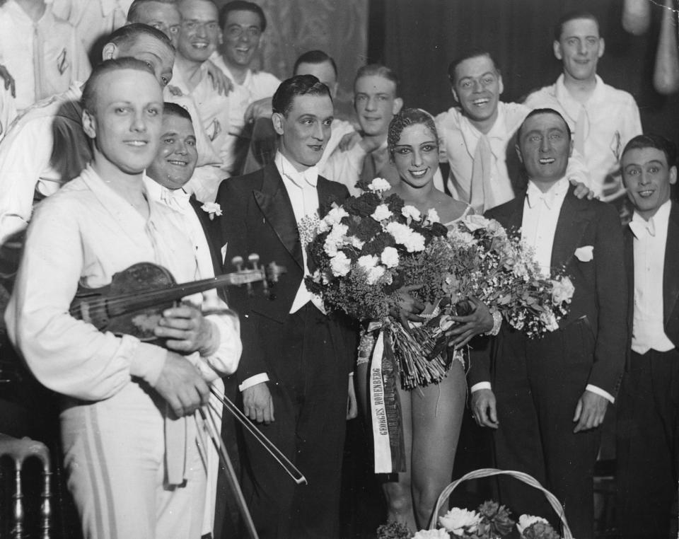 FILE- Celebrated Jazz singer and dancer Josephine Baker after her performance at "Dagmar" theatre, Copenhagen in 1932. France is inducting Josephine Baker – Missouri-born cabaret dancer, French Resistance fighter and civil rights leader – into its Pantheon, the first Black woman honored in the final resting place of France's most revered luminaries. (AP PHOTO, File)