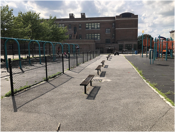 A photo Brianna Rodriguez, 18, took of her elementary school's playground in the Nodine Hill neighborhood of Yonkers, New York. Rodriguez was capturing images in urban heat islands for her work with the environmental justice nonprofit Groundwork Hudson Valley.