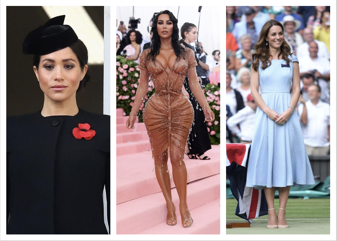 Meghan Markle, Kim Kardashian and Duchess Kate Middleton are among the most searched International celebrities on Yahoo. (PHOTO: Getty Images)