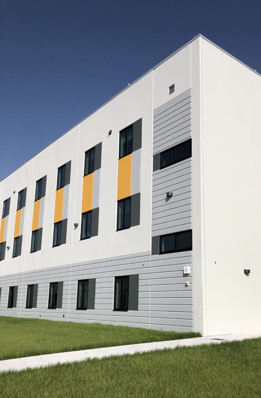 The new Deltona Middle School features a wing with three stories, one for grades six, seven and eight respectively.