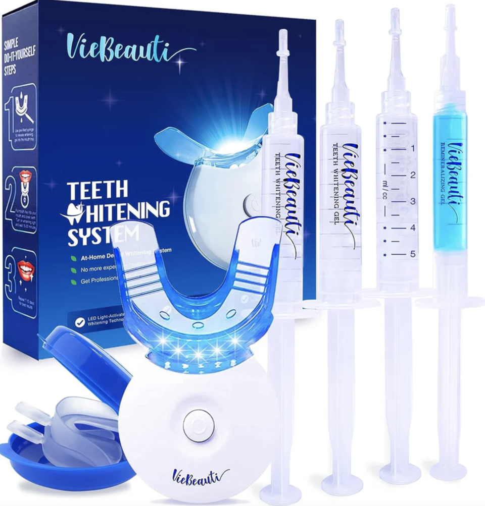 <p><a href="https://go.redirectingat.com?id=74968X1596630&url=https%3A%2F%2Fviebeauti.com%2Fcollections%2Fteeth-whitening-kit%2Fproducts%2Fviebeauti-teeth-whitening-kit-5x-led-light-tooth-whitener-with-35-carbamide-peroxide-mouth-trays-remineralizing-gel-and-tray-case-built-in-10-minute-timer-restores-your-gleaming-white-smile&sref=https%3A%2F%2Fwww.womenshealthmag.com%2Fbeauty%2Fg33434060%2Fbest-teeth-whitening-strips%2F" rel="nofollow noopener" target="_blank" data-ylk="slk:Shop Now;elm:context_link;itc:0;sec:content-canvas" class="link ">Shop Now</a></p><p>Teeth Whitening Kit</p><p>viebeauti.com</p><p>$31.99</p><span class="copyright">viebeauti.com</span>