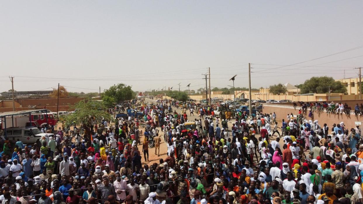PHOTO: Nigeriens gather to protest against the U.S. military presence, in Agadez, Niger on April 21, 2024. (Reuters)