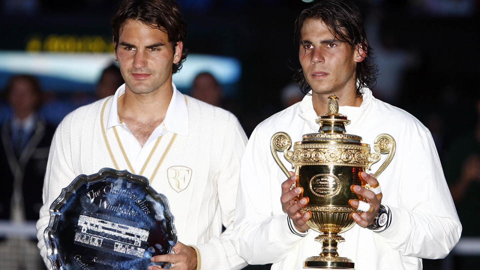 Roger Federer and Rafael Nadal at Wimbledon in 2008 -their last meeting at the All England Club.   (Photo by Sean Dempsey - PA Images/PA Images via Getty Images)