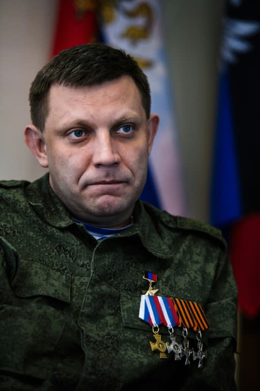 Alexander Zakharchenko, head of the self-proclaimed Donetsk People's Republic, looks on during an interview at his office in the eastern Ukrainian city of Donetsk on April 8, 2015