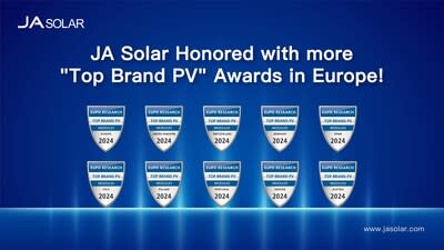 JA Solar awarded ten Top Brand PV 2024 awards in Europe