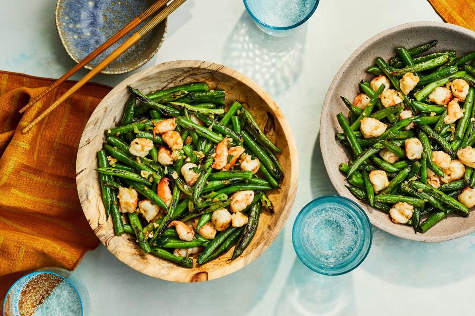 Dry-Fried Sichuan Style Green Beans with Shrimp
