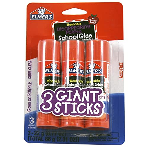 Elmer's Disappearing Purple School Glue Sticks, Washable, 7 Grams