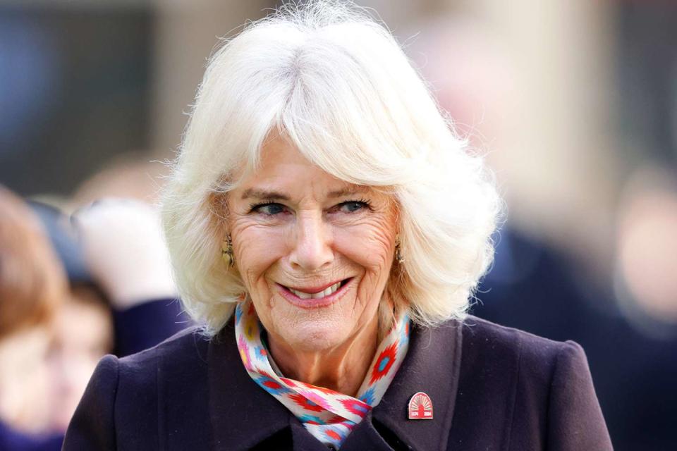 <p>Max Mumby/Indigo/Getty Images</p> Queen Camilla attends a Service of Celebration to mark the 850th Anniversary of St John