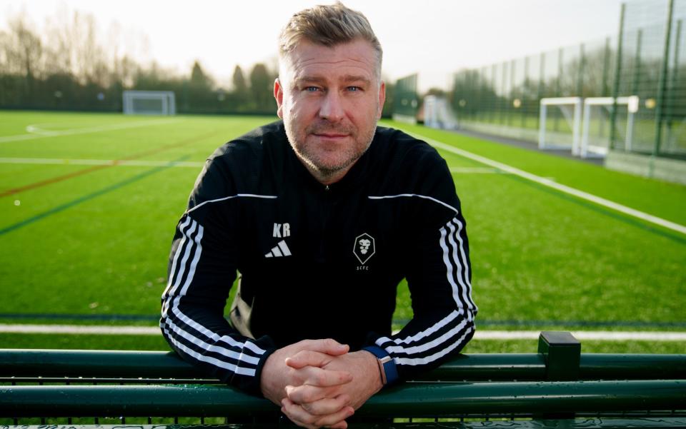 Karl Robinson at Salford City's training ground