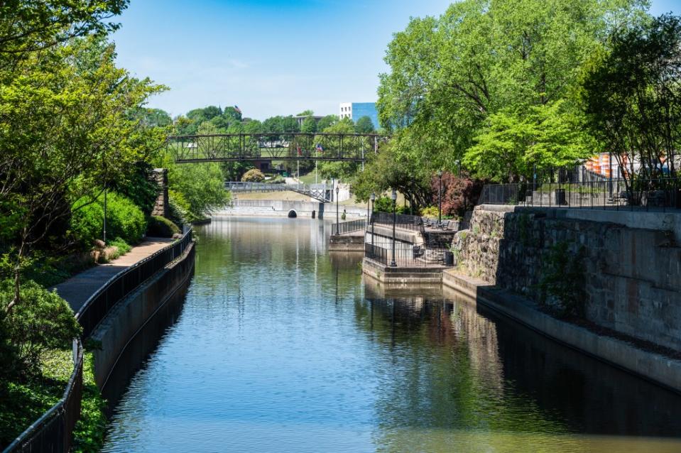 Located along downtown’s riverfront, Riverfront Canal Walk in Richmond via Getty Images
